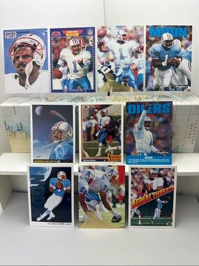 Warren Moon Houston Oilers vintage lot of 10 w/ Bruce Matthews
